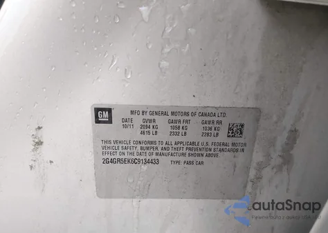 2012 Buick Regal z USA, uszkodzony, nr VIN 2G4GR5EK6C9134433